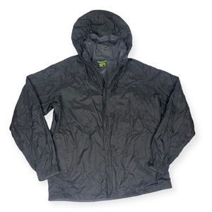 Koppen Hooded Lightweight Nylon Rain Jacket Coat Men's Medium Black Full Zip